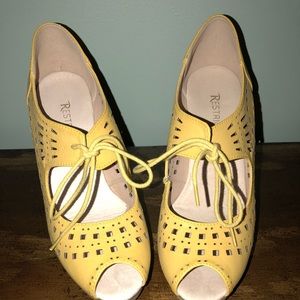 Yellow wedge sandals